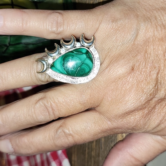 New Sterling silver Malachite ring size 8 - Picture 6 of 8